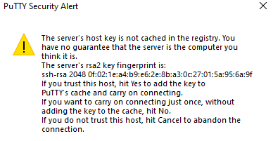 PuTTY host warning