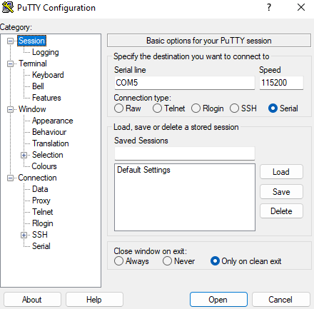Start PuTTY