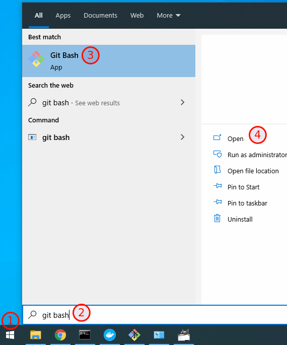 Starting git-bash